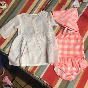 Nwt Carters 4 Piece Swim set, tankini,cover up,hat